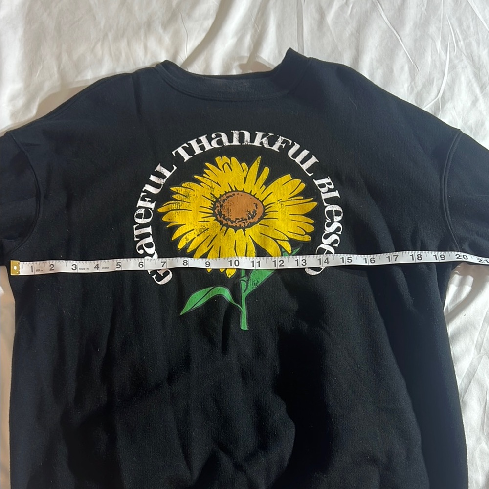 Awake Black Crewneck Sweater with Sunflower Graphic - Picture 5 of 11